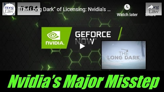 YouTube video of Richard Hoeg discussing the legal disputes with a new video game streaming service "GeForce Now".