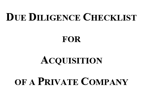 Cover page that’s titled Due Diligence Checklist For Acquisition of a Private Company