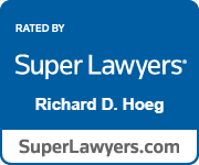 Blue award logo for Richard Hoeg Rated by Super Lawyers